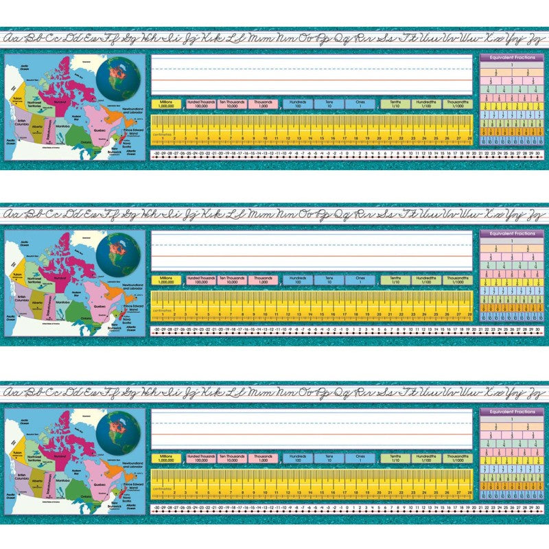 NORTH STAR TEACHER RESOURCES - Canadian Intermediate Traditional Cursive Desk Plates, 36 Per Pack, 3 Packs