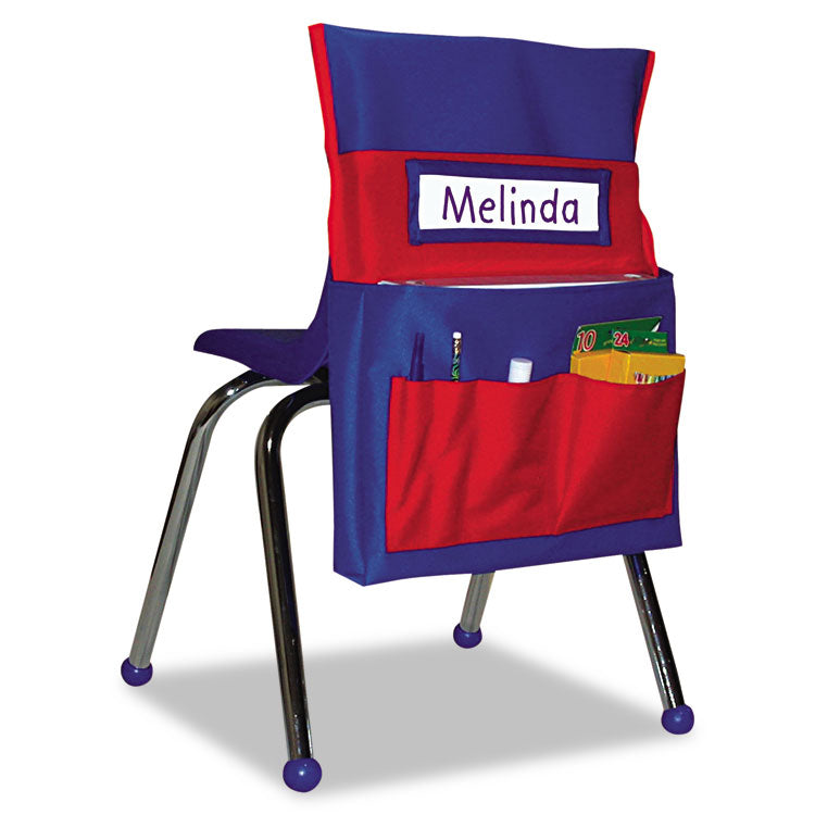 Carson-Dellosa Education - Chairback Buddy Pocket Chart, 7 Pockets, 15 x 19, Blue/Red
