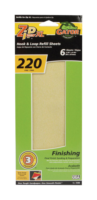 GATOR - Gator Zip XL 9-1/2 in. L X 3-1/2 in. W 220 Grit Aluminum Oxide Sanding Sheet 6 pk - Case of 5