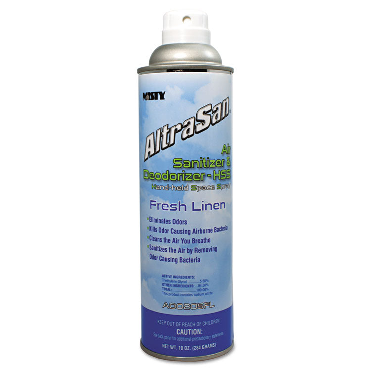 Misty - AltraSan Air Sanitizer and Deodorizer, Fresh Linen, 10 oz Aerosol Spray