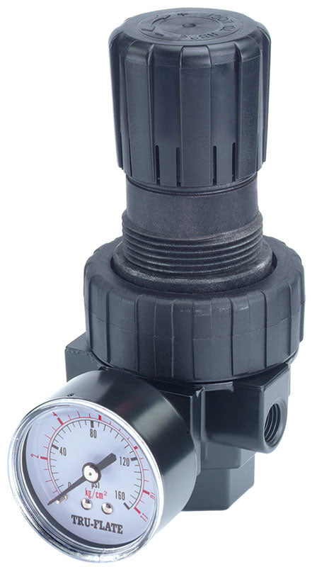 TRU-FLATE - Tru-Flate Plastic Compact Regulator with Gauge 1/4 in. NPT 160 psi 1 pc