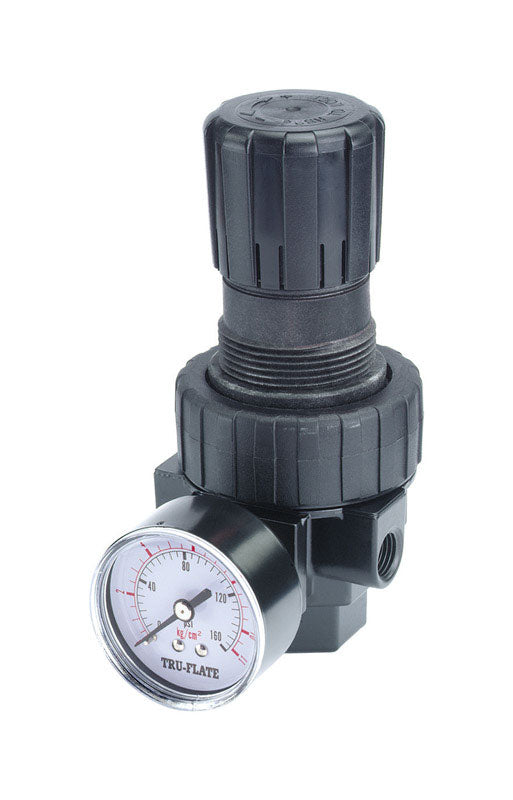 TRU-FLATE - Tru-Flate Plastic/Steel Compact Regulator with Gauge 3/8 in. NPTF 125 psi 1 pc