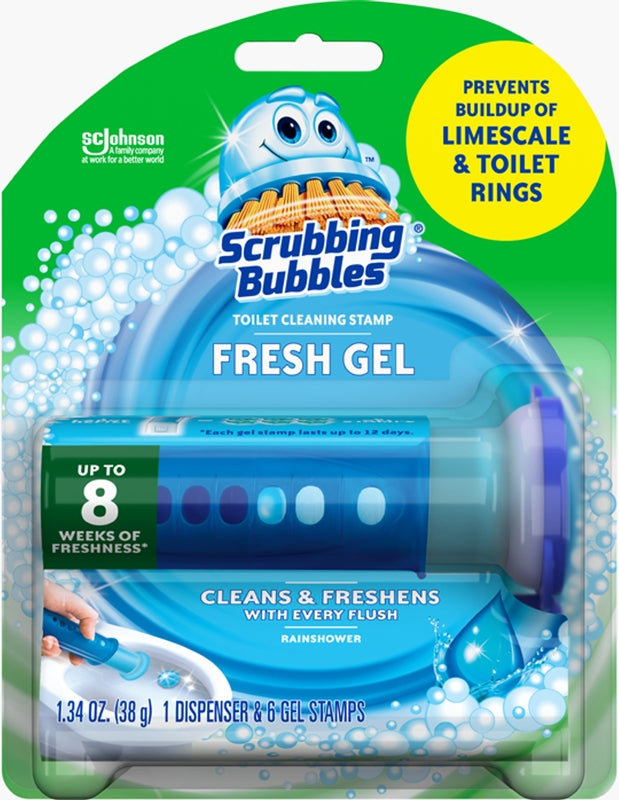 SCRUBBING BUBBLES - Scrubbing Bubbles Rainshower Scent Continuous Toilet Cleaning System 1.34 oz Gel