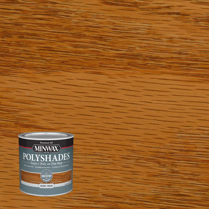 POLYSHADES - Minwax PolyShades Semi-Transparent Gloss Pecan Oil-Based Stain/Polyurethane Finish 0.5 pt - Case of 4