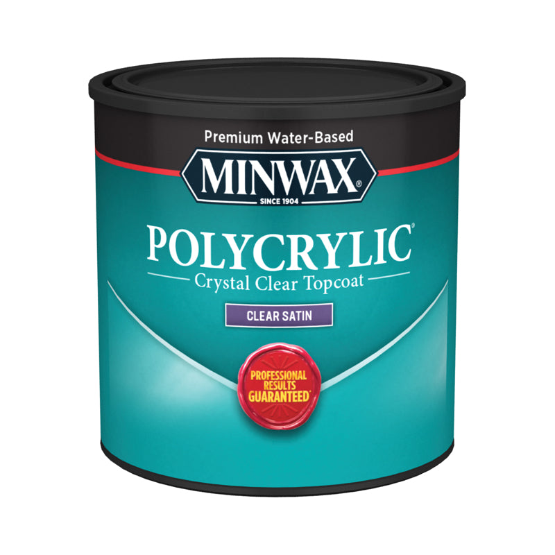 MINWAX - Minwax Polycrylic Satin Crystal Clear Water-Based Polyurethane 0.5 pt