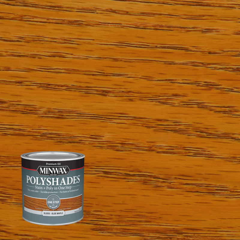 POLYSHADES - Minwax PolyShades Semi-Transparent Gloss Olde Maple Oil-Based Stain/Polyurethane Finish 0.5 pt - Case of 4