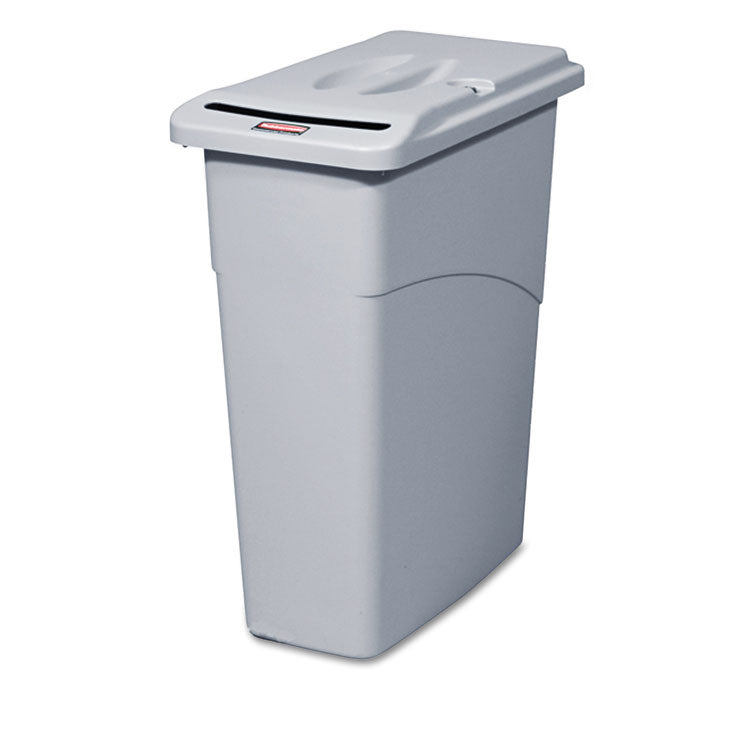 Rubbermaid Commercial - Slim Jim Confidential Document Waste Receptacle with Lid, 23 gal, Light Gray