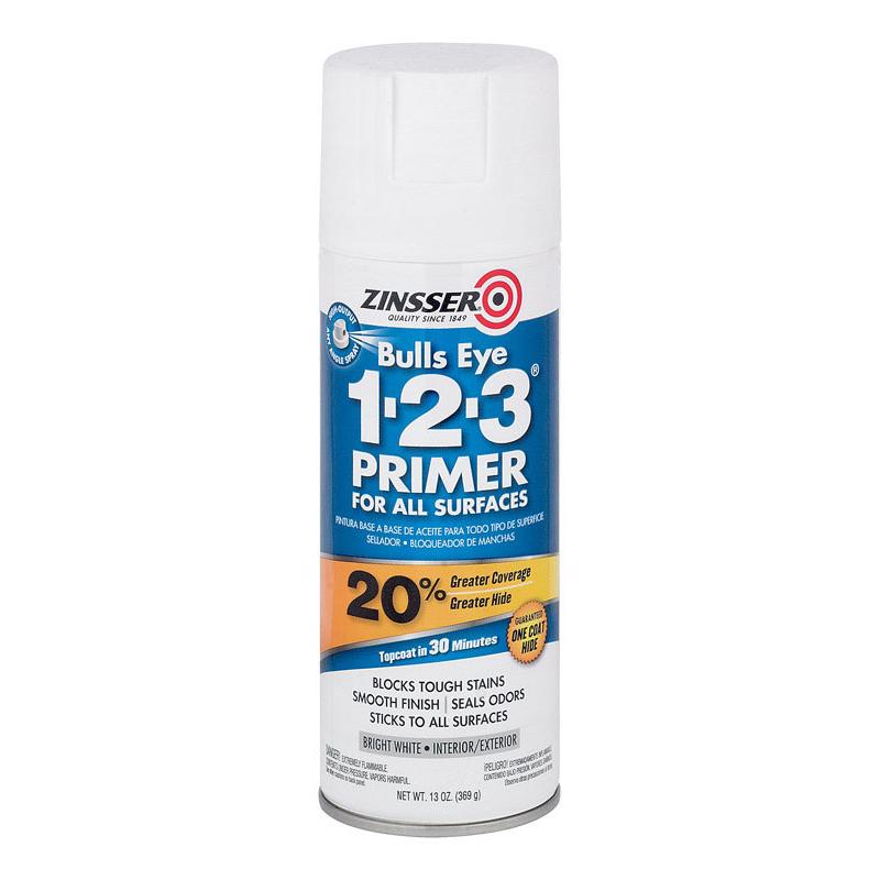 ZINSSER - Zinsser Bulls Eye 123 Bright White Smooth Oil-Based Alkyd Resin Spray Primer and Sealer 13 oz - Case of 6