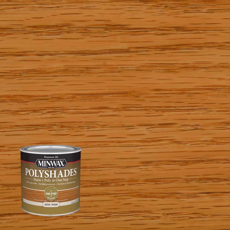 POLYSHADES - Minwax PolyShades Semi-Transparent Satin Pecan Oil-Based Stain/Polyurethane Finish 0.5 pt