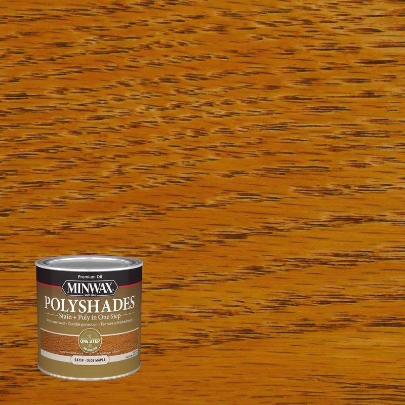 POLYSHADES - Minwax PolyShades Semi-Transparent Satin Olde Maple Oil-Based Stain/Polyurethane Finish 0.5 pt