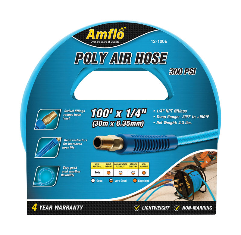 AMFLO - Amflo 100 ft. L X 1/4 in. D Polyurethane Air Hose 300 psi Blue