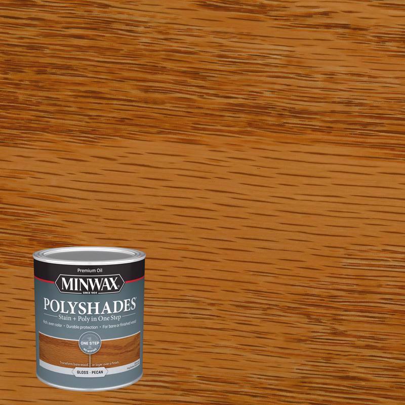 POLYSHADES - Minwax PolyShades Semi-Transparent Gloss Pecan Oil-Based Stain/Polyurethane Finish 1 qt