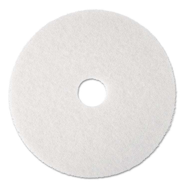 3M - Low-Speed Super Polishing Floor Pads 4100, 17" Diameter, White, 5/Carton