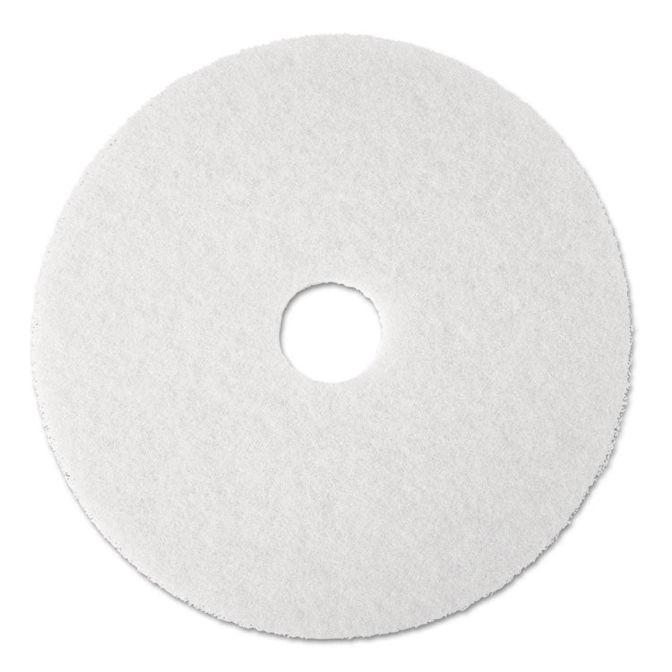 3M - Low-Speed Super Polishing Floor Pads 4100, 13" Diameter, White, 5/Carton