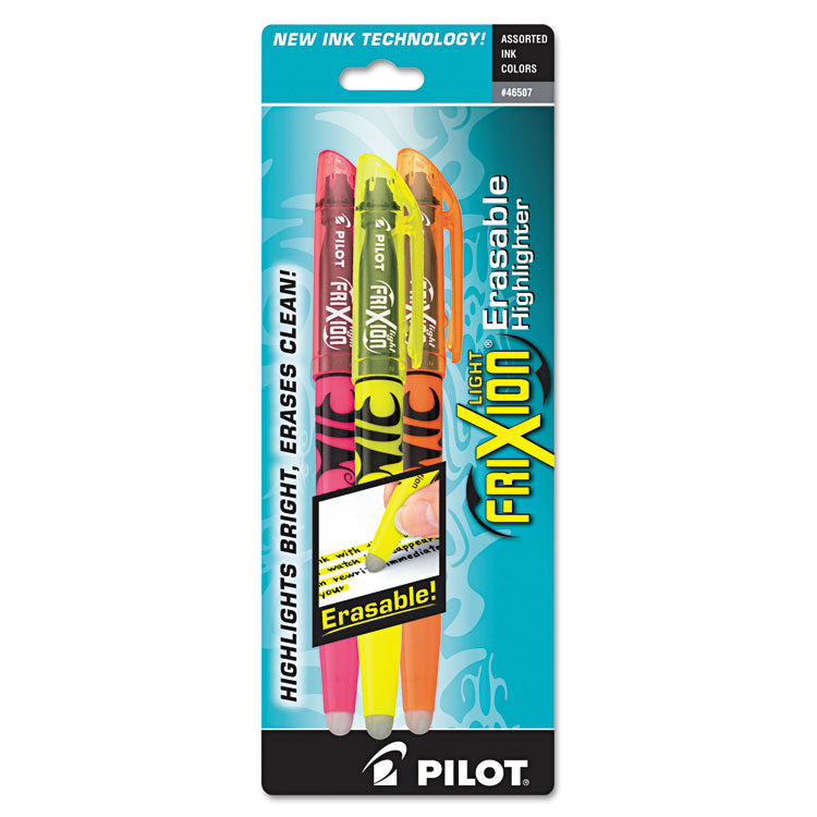 Pilot - FriXion Light Erasable Highlighter, Assorted Ink Colors, Chisel Tip, Assorted Barrel Colors, 3/Pack