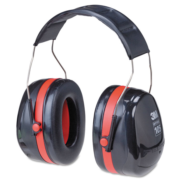 3M - PELTOR OPTIME 105 High Performance Ear Muffs H10A, 30 dB NRR, Black/Red