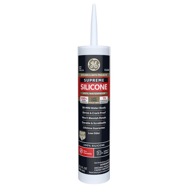 GE - GE Supreme Clear Supreme Silicone Kitchen and Bath Caulk Sealant 10.1 oz - Case of 12