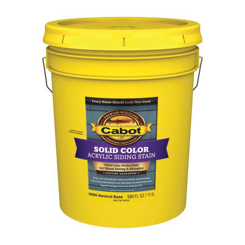 CABOT - Cabot Solid Color Acrylic Siding Solid Tintable Neutral Base Acrylic Siding Stain 5 gal