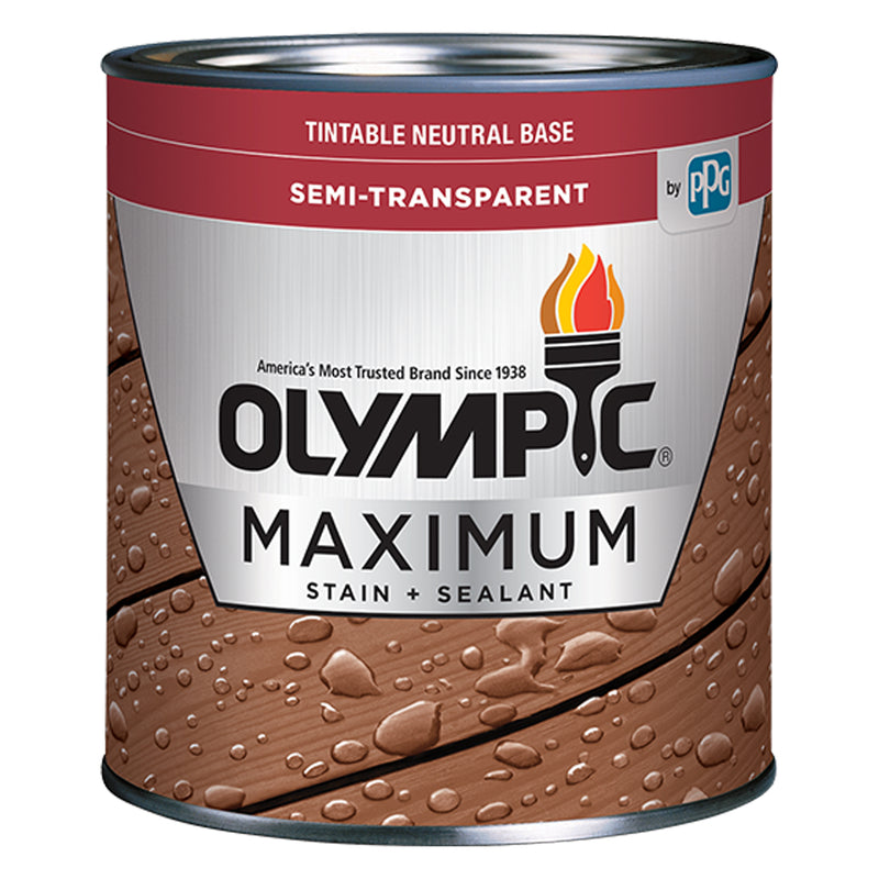 OLYMPIC - Olympic Maximum Semi-Transparent Satin Neutral Tint Base Oil Modified Urethane Stain and Sealer 1 ga - Case of 4