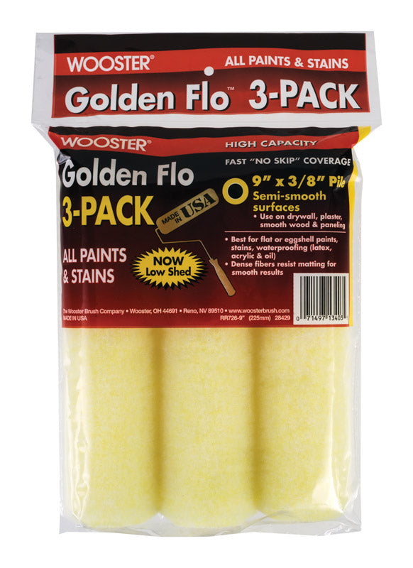 WOOSTER - Wooster Golden Flo Knit 9 in. W X 3/8 in. Regular Paint Roller Cover Refill 3 pk