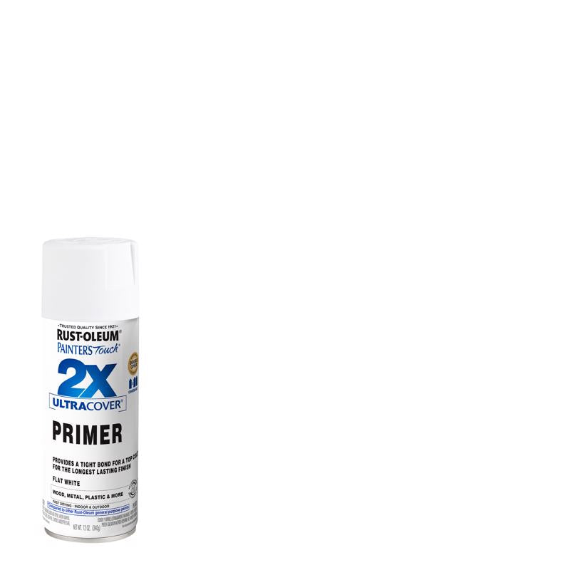 RUST-OLEUM - Rust-Oleum Painter's Touch 2X Ultra Cover Flat White Primer Spray 12 oz - Case of 6