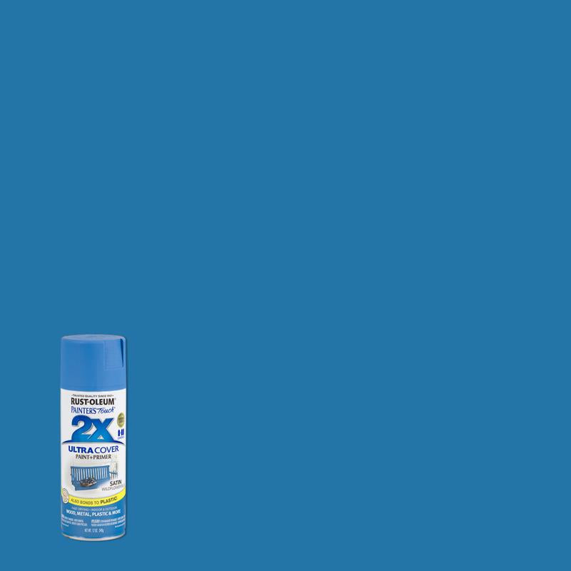 RUST-OLEUM - Rust-Oleum Painter's Touch 2X Ultra Cover Satin Wildflower Blue Paint+Primer Spray Paint 12 oz