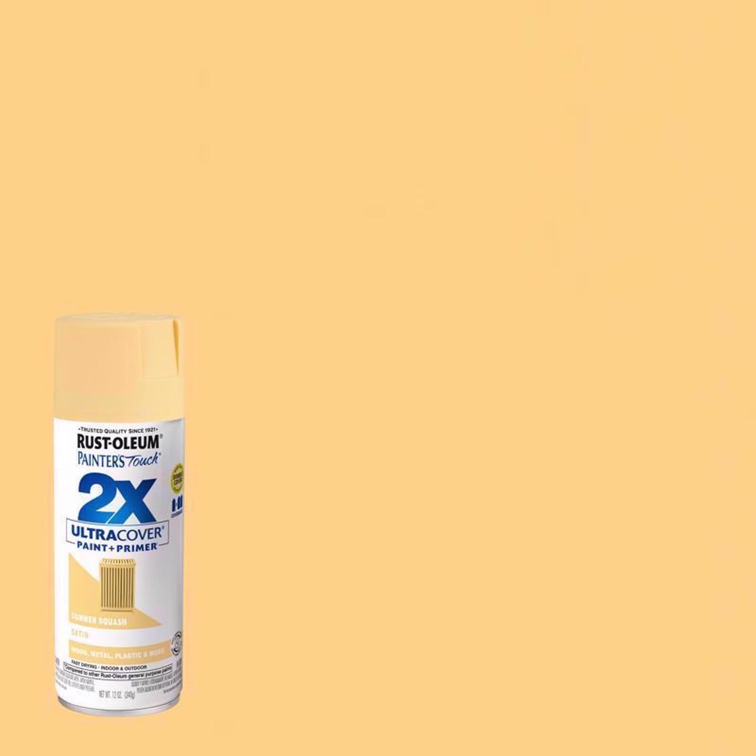 Rust-Oleum Painter's Touch 2X Ultra Cover Satin Summer Squash Paint+Primer Spray Paint 12 oz