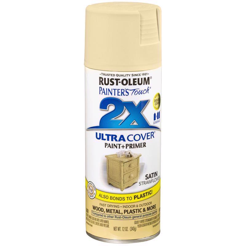 RUST-OLEUM - Rust-Oleum Painter's Touch 2X Ultra Cover Satin Strawflower Paint+Primer Spray Paint 12 oz - Case of 6