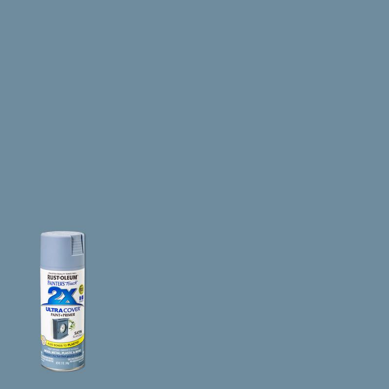 RUST-OLEUM - Rust-Oleum Painter's Touch 2X Ultra Cover Satin Slate Blue Paint+Primer Spray Paint 12 oz