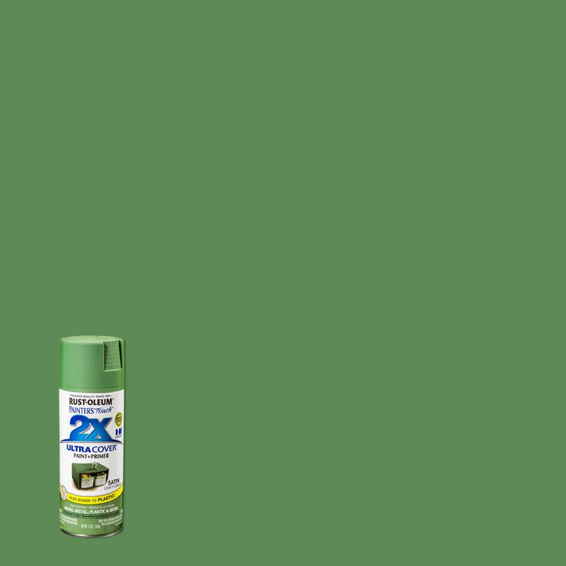 RUST-OLEUM - Rust-Oleum Painter's Touch 2X Ultra Cover Satin Leafy Green Paint+Primer Spray Paint 12 oz