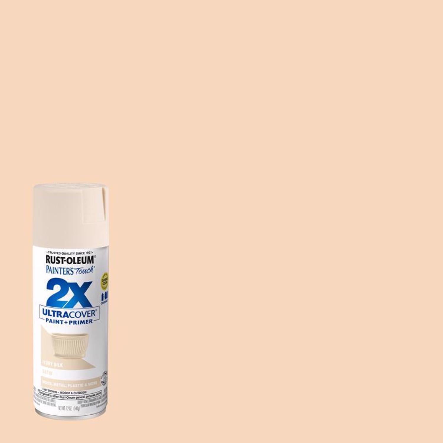 Rust-Oleum Painter's Touch 2X Ultra Cover Satin Ivory Silk Paint+Primer Spray Paint 12 oz - Case of 6