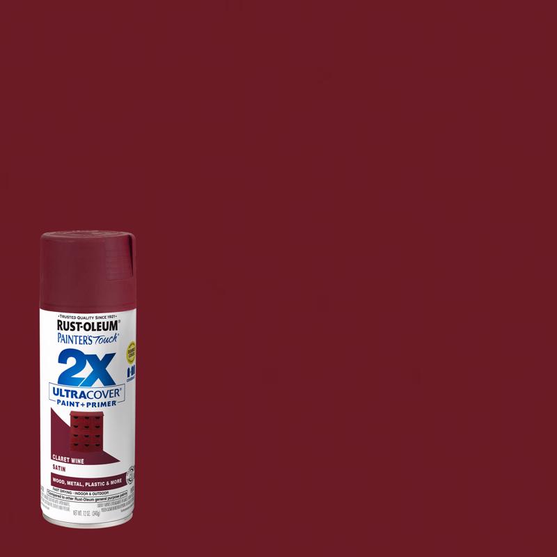 RUST-OLEUM - Rust-Oleum Painter's Touch 2X Ultra Cover Satin Claret Wine Paint+Primer Spray Paint 12 oz