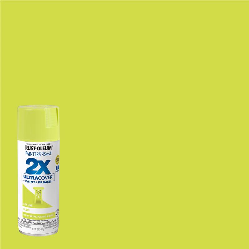 RUST-OLEUM - Rust-Oleum Painter's Touch 2X Ultra Cover Gloss Key Lime Paint+Primer Spray Paint 12 oz - Case of 6