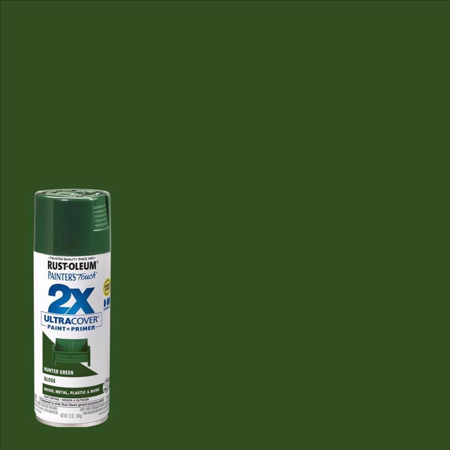 Rust-Oleum Painter's Touch 2X Ultra Cover Gloss Hunter Green Paint+Primer Spray Paint 12 oz - Case of 6
