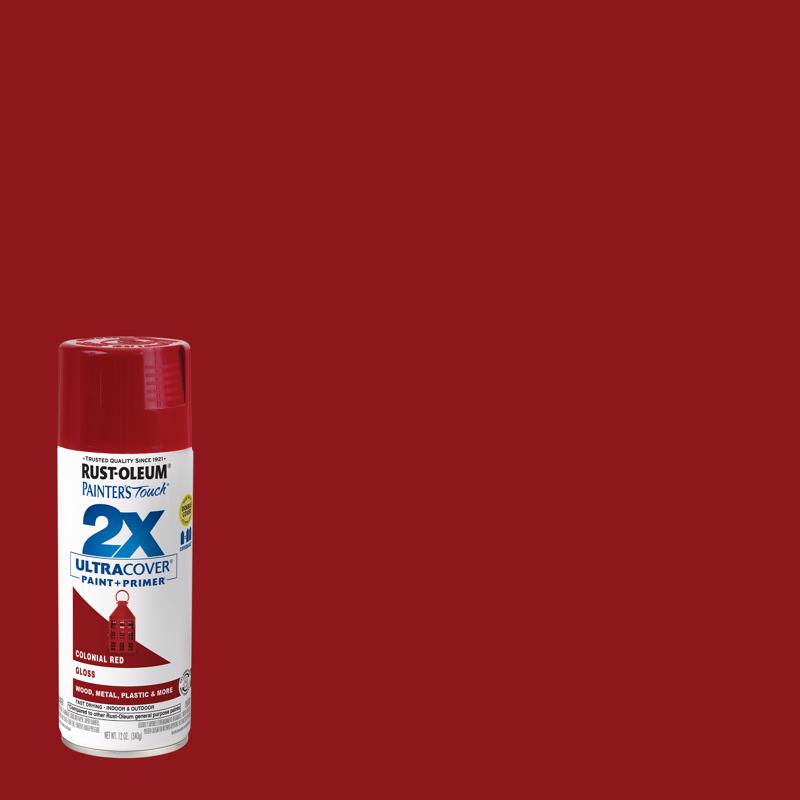 RUST-OLEUM - Rust-Oleum Painter's Touch 2X Ultra Cover Gloss Colonial Red Paint+Primer Spray Paint 12 oz - Case of 6