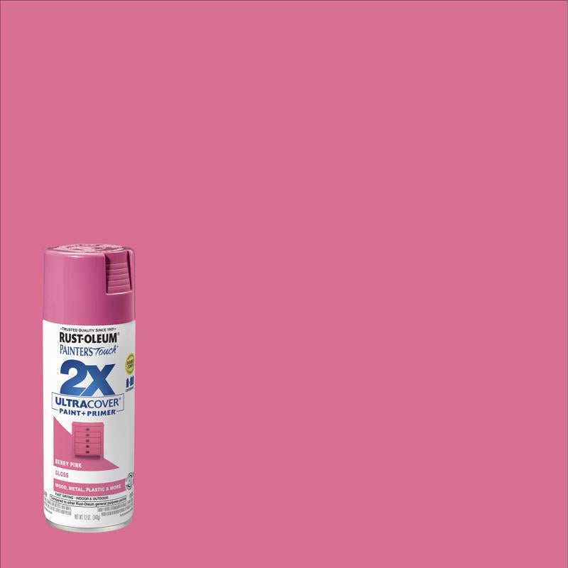 RUST-OLEUM - Rust-Oleum Painter's Touch 2X Ultra Cover Gloss Berry Pink Paint+Primer Spray Paint 12 oz - Case of 6