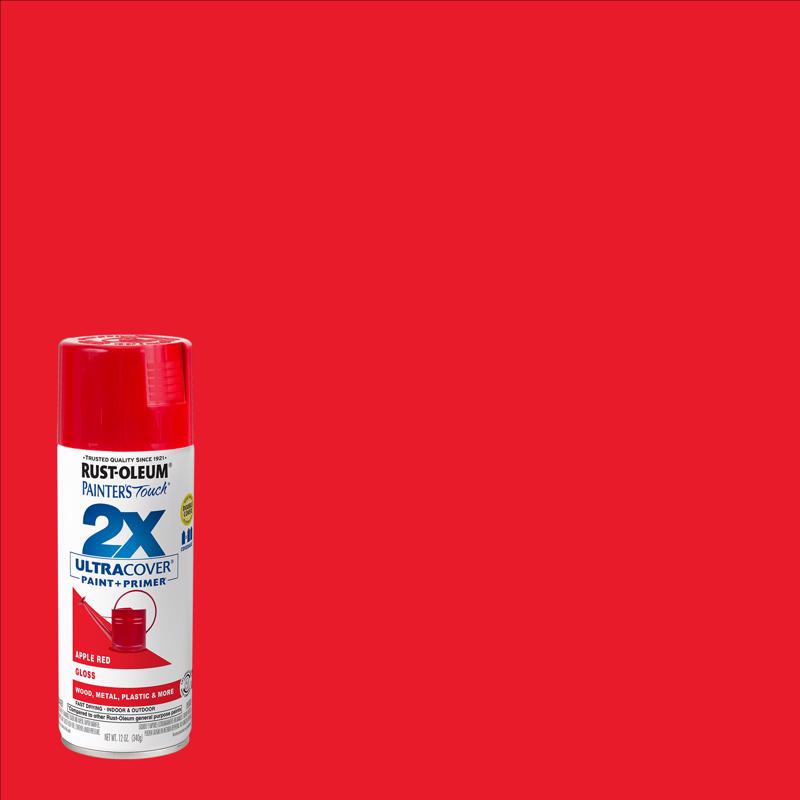 RUST-OLEUM - Rust-Oleum Painter's Touch 2X Ultra Cover Gloss Apple Red Paint+Primer Spray Paint 12 oz - Case of 6