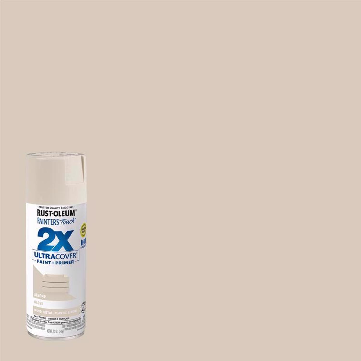 Rust-Oleum Painter's Touch 2X Ultra Cover Gloss Almond Paint+Primer Spray Paint 12 oz - Case of 6