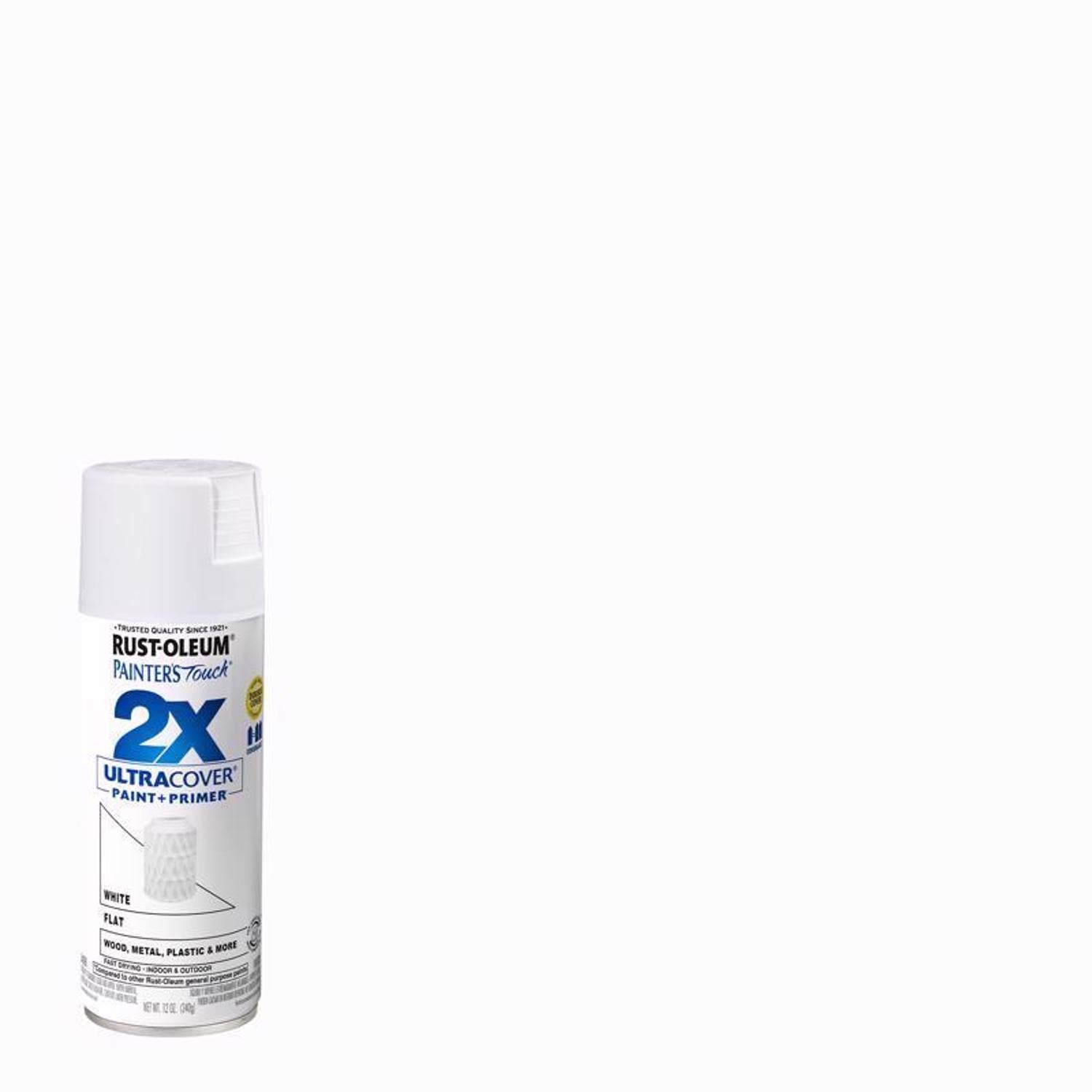 Rust-Oleum Painter's Touch 2X Ultra Cover Flat White Paint+Primer Spray Paint 12 oz - Case of 6