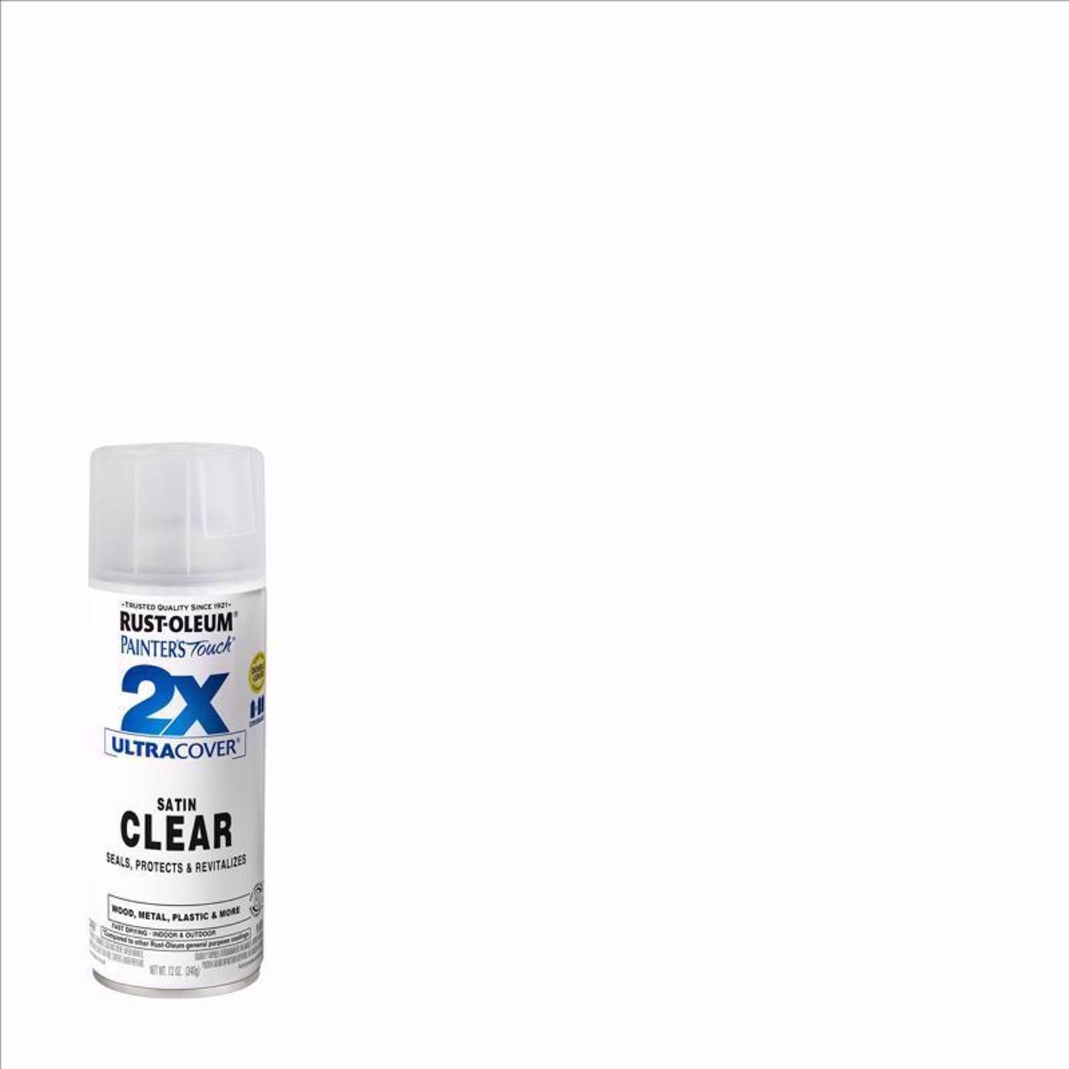 Rust-Oleum Painter's Touch 2X Ultra Cover Satin Clear Paint+Primer Spray Paint 12 oz - Case of 6