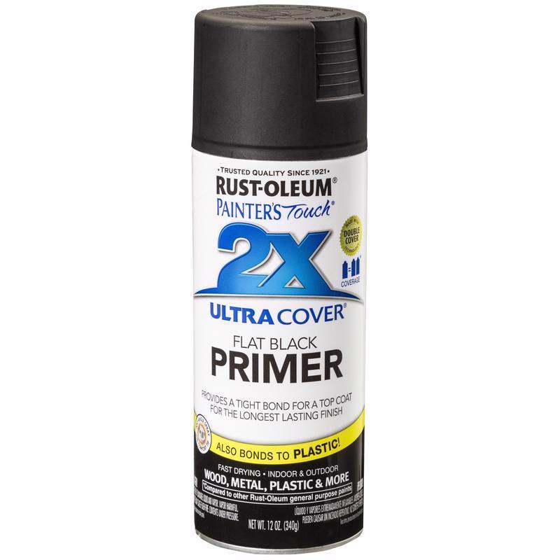 RUST-OLEUM - Rust-Oleum Painter's Touch 2X Ultra Cover Flat Black Primer Spray 12 oz - Case of 6