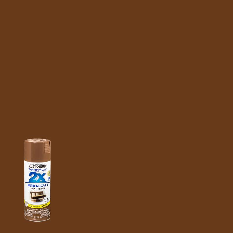 RUST-OLEUM - Rust-Oleum Painter's Touch 2X Ultra Cover Gloss Chestnut Paint+Primer Spray Paint 12 oz