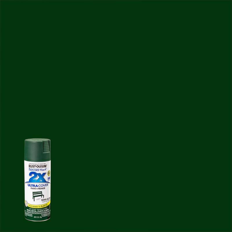 RUST-OLEUM - Rust-Oleum Painter's Touch 2X Ultra Cover Semi-Gloss Hunter Green Paint+Primer Spray Paint 12 oz - Case of 6