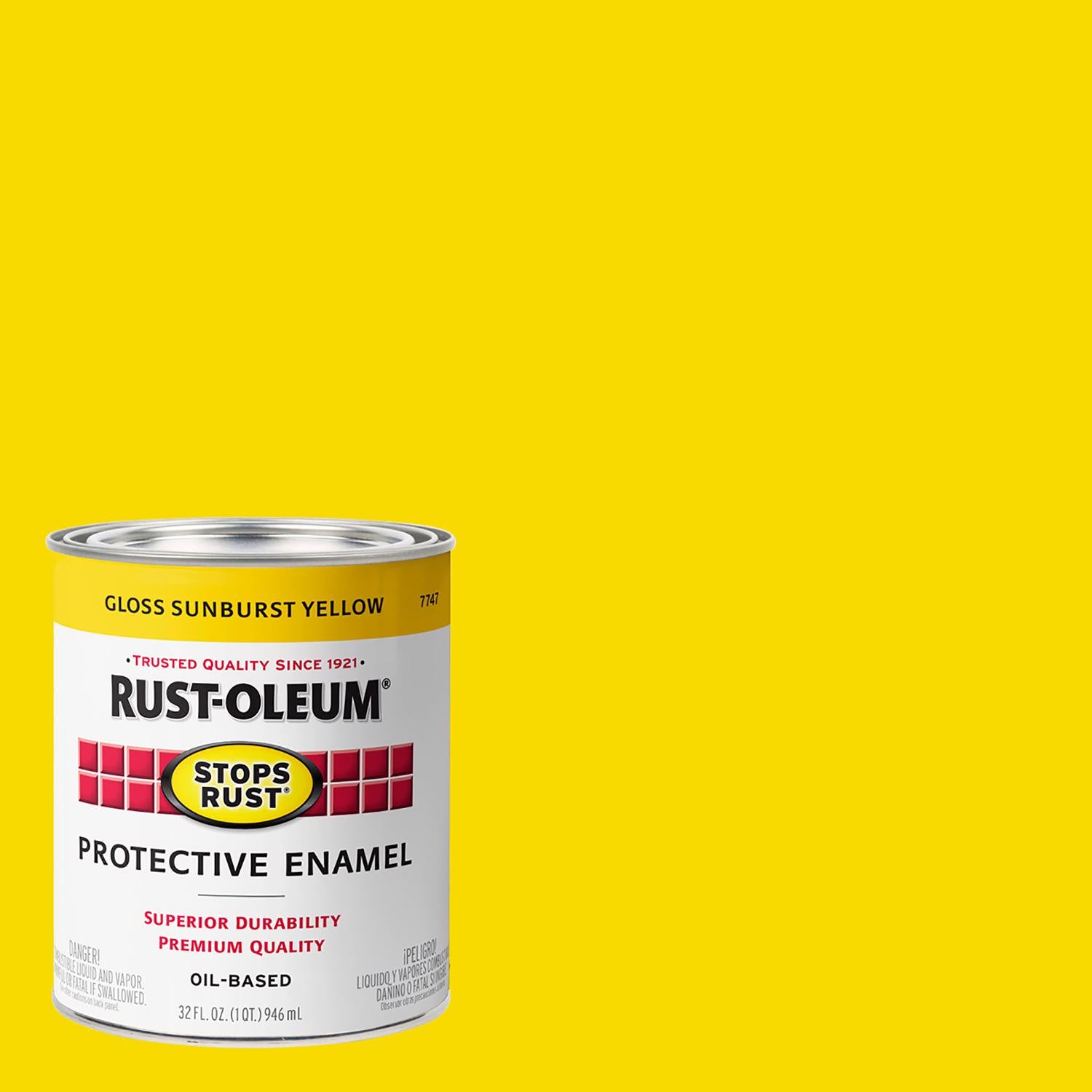 Rust-Oleum Stops Rust Indoor and Outdoor Gloss Sunburst Yellow Oil-Based Protective Paint 1 qt - Case of 2