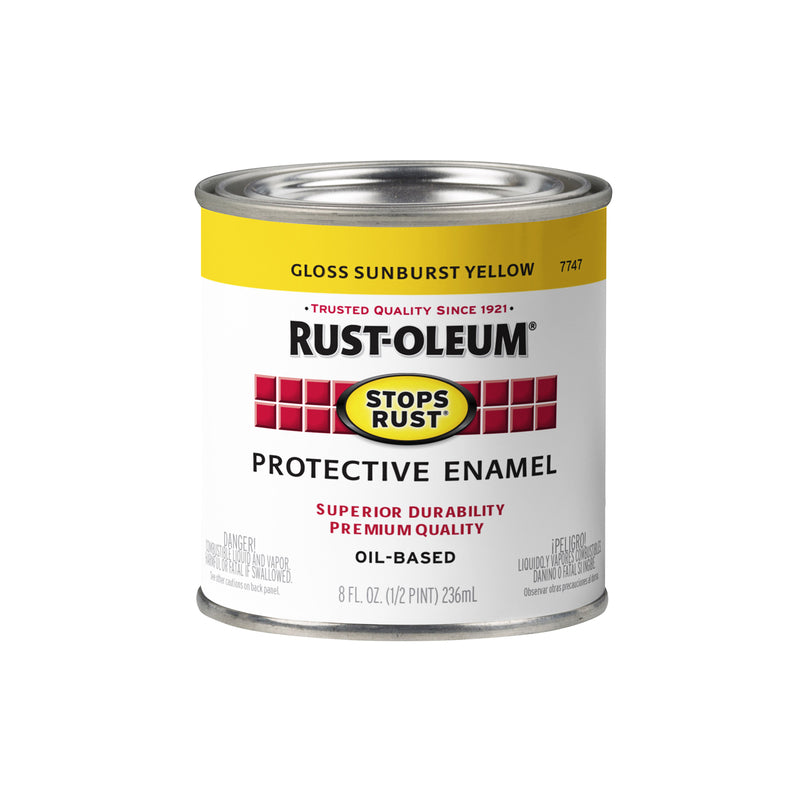 RUST-OLEUM - Rust-Oleum Stops Rust Indoor and Outdoor Gloss Sunburst Yellow Oil-Based Protective Paint 0.5 pt