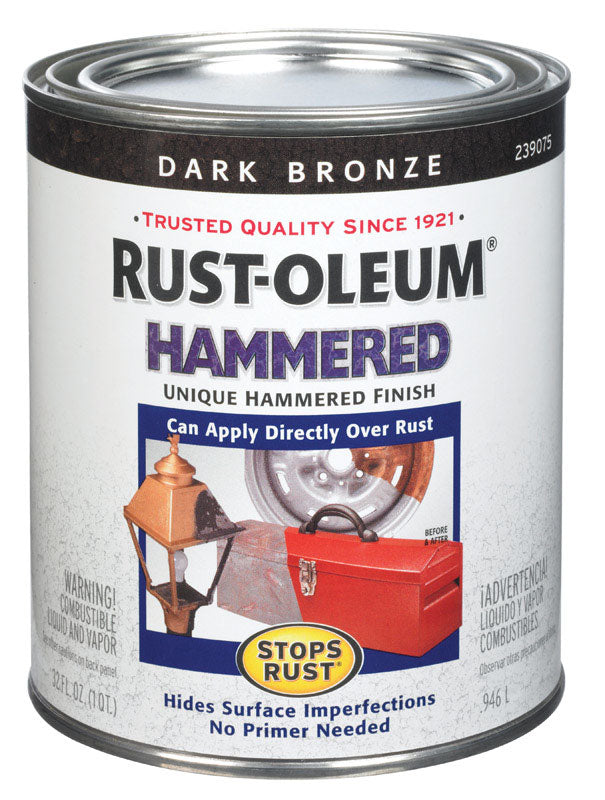 RUST-OLEUM - Rust-Oleum Stops Rust Indoor and Outdoor Hammered Dark Bronze Protective Paint 1 qt - Case of 2