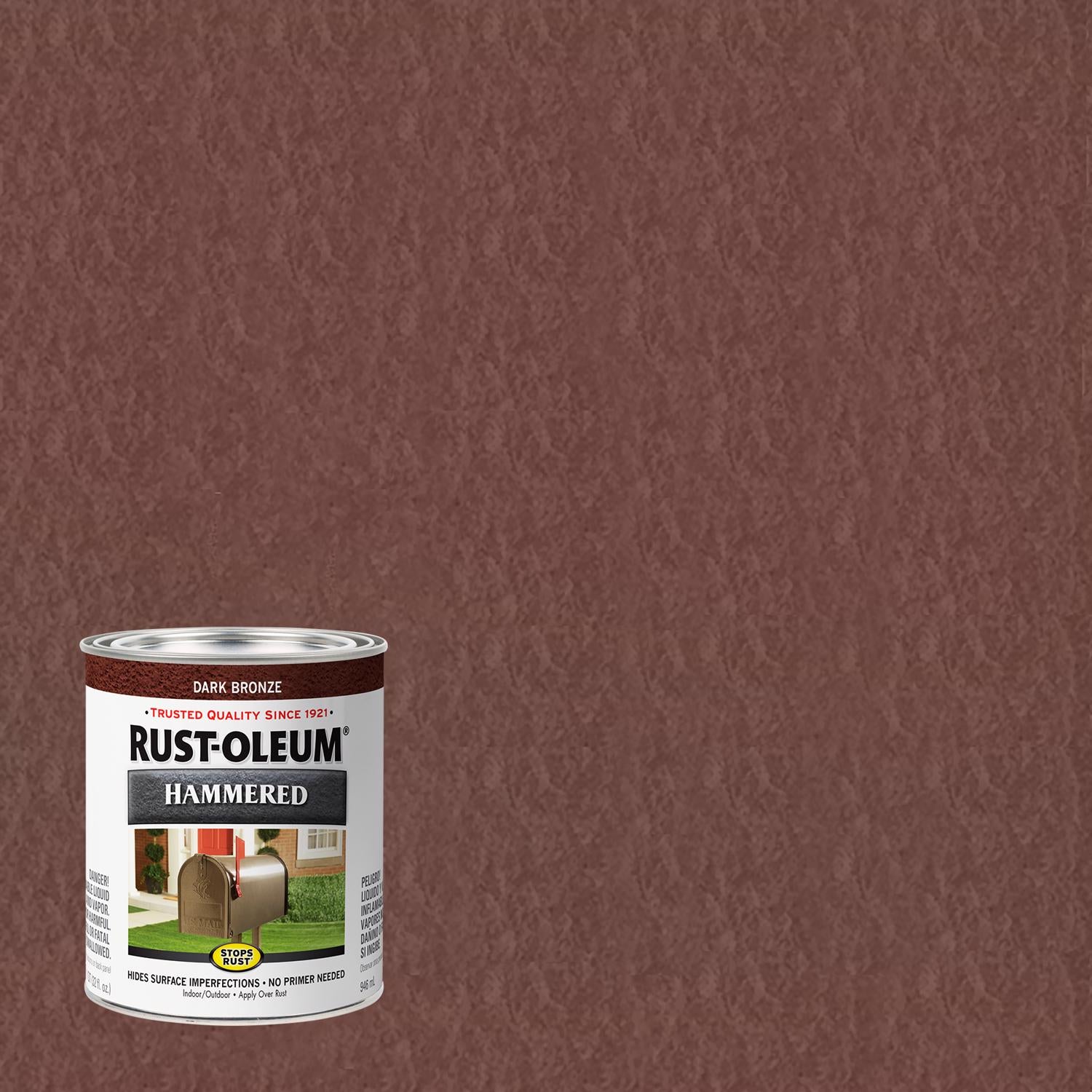 Rust-Oleum Stops Rust Indoor and Outdoor Hammered Dark Bronze Protective Paint 1 qt - Case of 2