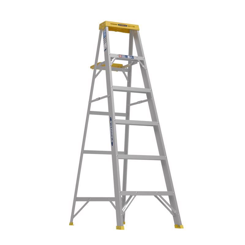 WERNER - Werner 6 ft. H Aluminum Step Ladder Type I 250 lb. capacity