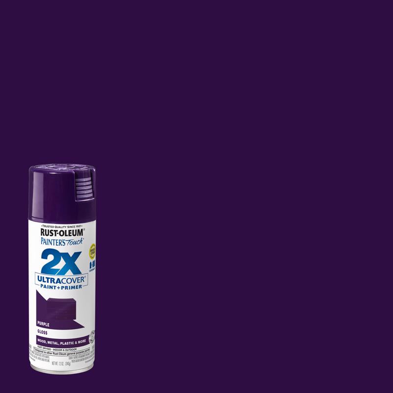 RUST-OLEUM - Rust-Oleum Painter's Touch 2X Ultra Cover Gloss Purple Paint+Primer Spray Paint 12 oz