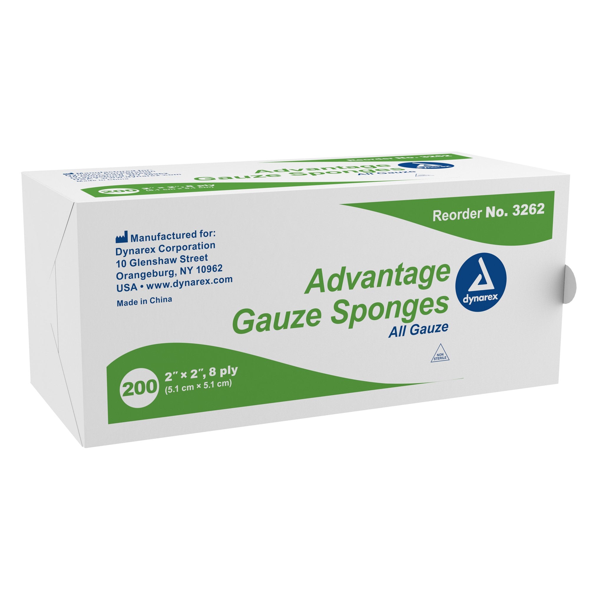 Dynarex - Gauze Sponge Advantage 2 X 2 Inch 8-Ply NonSterile 200 per Pack [5000/CS]